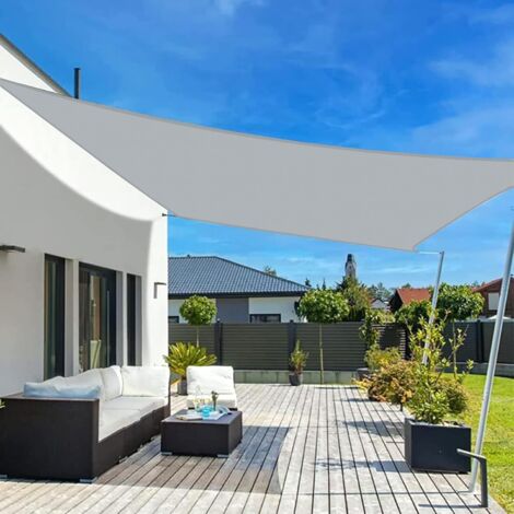 Voile d'ombrage 2x4m Rectangulaire Imperméable à l'eau PES Toile d'ombrage Gris avec 95% de Protection UV pour Patio Extérieur Jardin