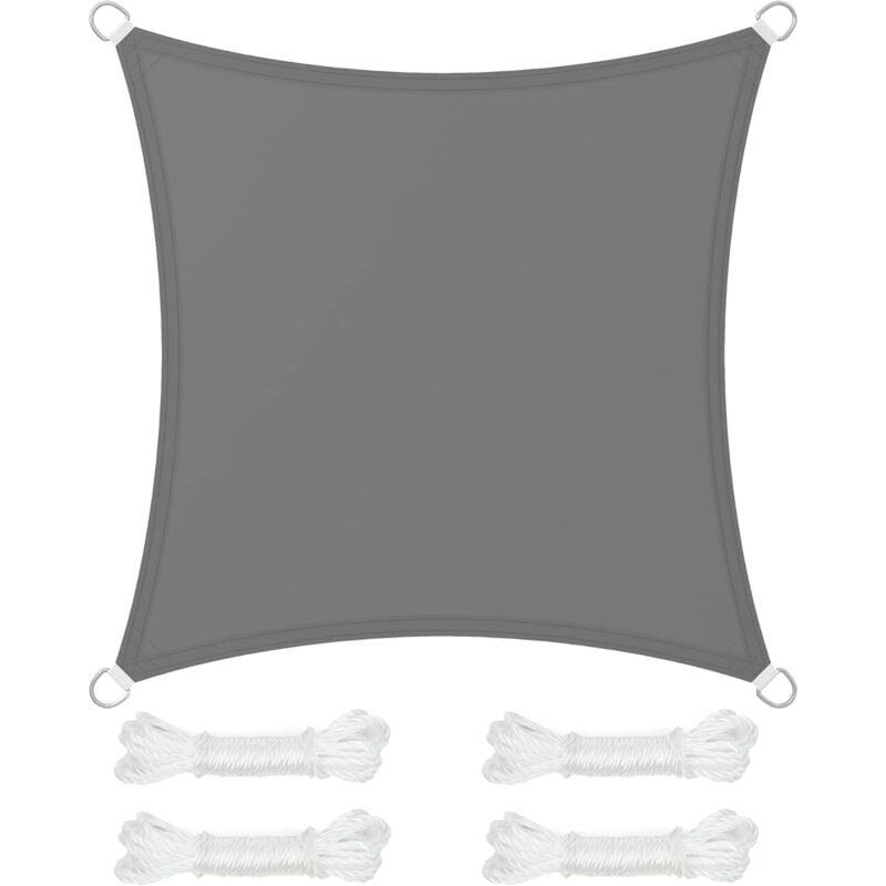 Voile d'ombrage 3 x 3 m, colonne d'eau 665 mm, polyester indéchirable, protection uv 93 %, terrasse, jardin, balcon, carré, 2 gris