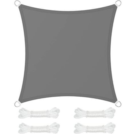 Voile d'ombrage 3 x 3 m, colonne d'eau 665 mm, polyester indéchirable, protection UV 93 %, terrasse, jardin, balcon, carré, 2 gris