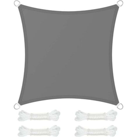 Voile d'ombrage 3 x 3 m, colonne d'eau 665 mm, polyester indéchirable, protection UV 93 %, terrasse, jardin, balcon, carré, 2 gris