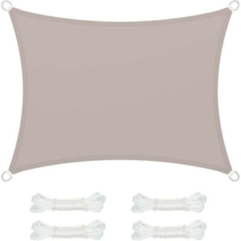 Voile d'ombrage 3 x 4 m, imperméable, avec Une Colonne d'eau de 665 mm, Protection Solaire en Polyester indéchirable, Protection UV 93%, terrasse, Jardin, Balcon, rectangulaire, Cordes de 2