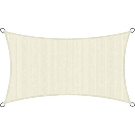 Voile d'ombrage 300x200cm - HDPE Tissus Respirant - Crème - Voile d'ombrage rectangulaire - Toile terrasse Protection UV，