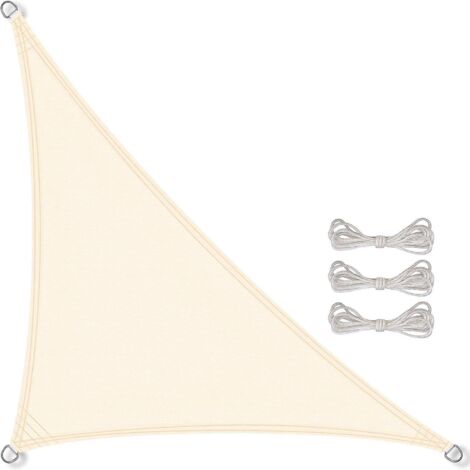 voile D'ombrage 3x3x3 Mtres Beige Triangulaire En Pes Auvent Pour Jardin Terrasse Anti-uv Toile Solaire Rsistant