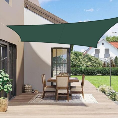 Voile d'ombrage 3x4m Rectangulaire Imperméable à l'eau PES Toile d'ombrage Verde avec 95% de Protection UV pour Patio Extérieur Jardin