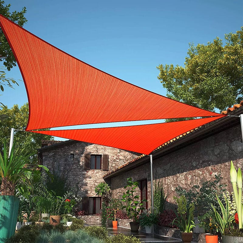 Sunny Inch ® - Voile d'ombrage 4 x 4 x 5,66 m imperméable 220g/m² Haute densité - Tissu déperlant - Terracotta épicé