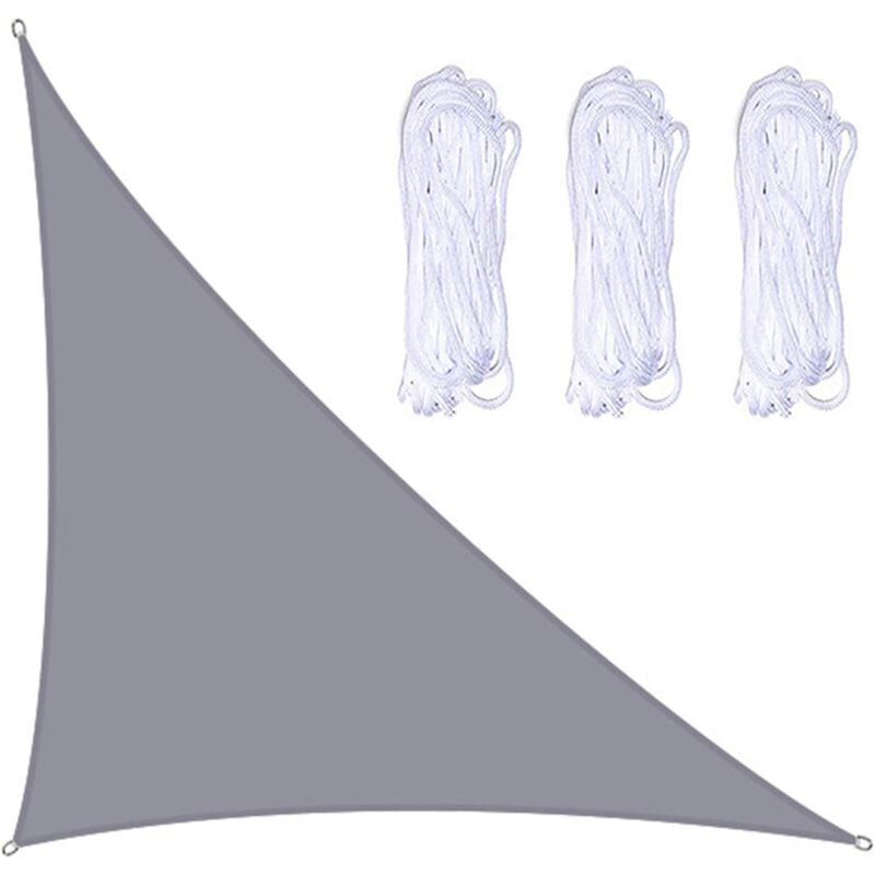 Osqi - Voile d'ombrage à angle droit 3 x 4 x 5 m avec 3 cordes, pour jardin, terrasse, fête, cour, camping(Gris)