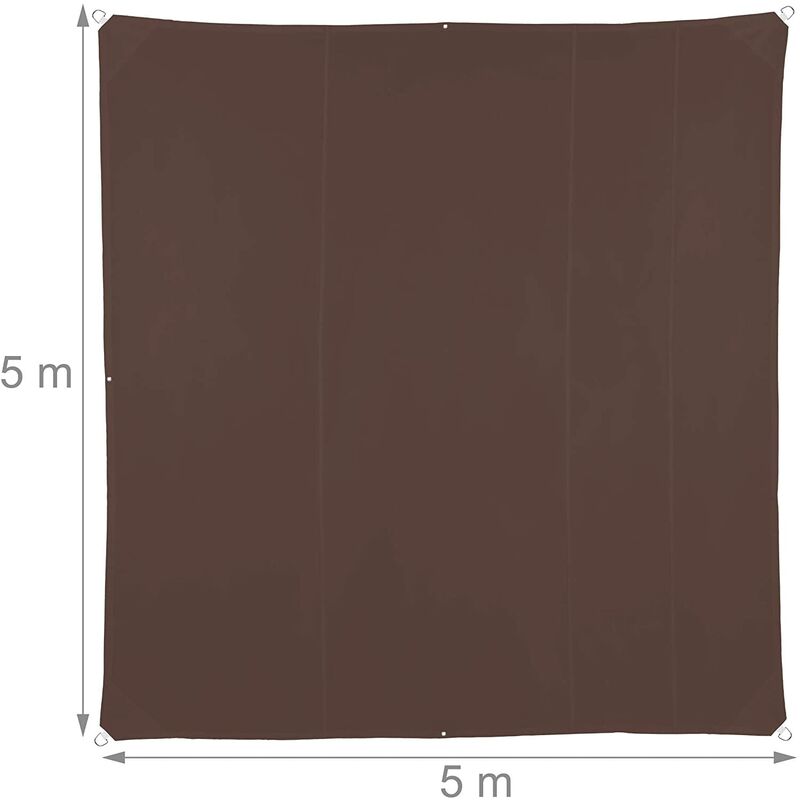 Voile d'ombrage carré 5 x 5 m brun - Marron