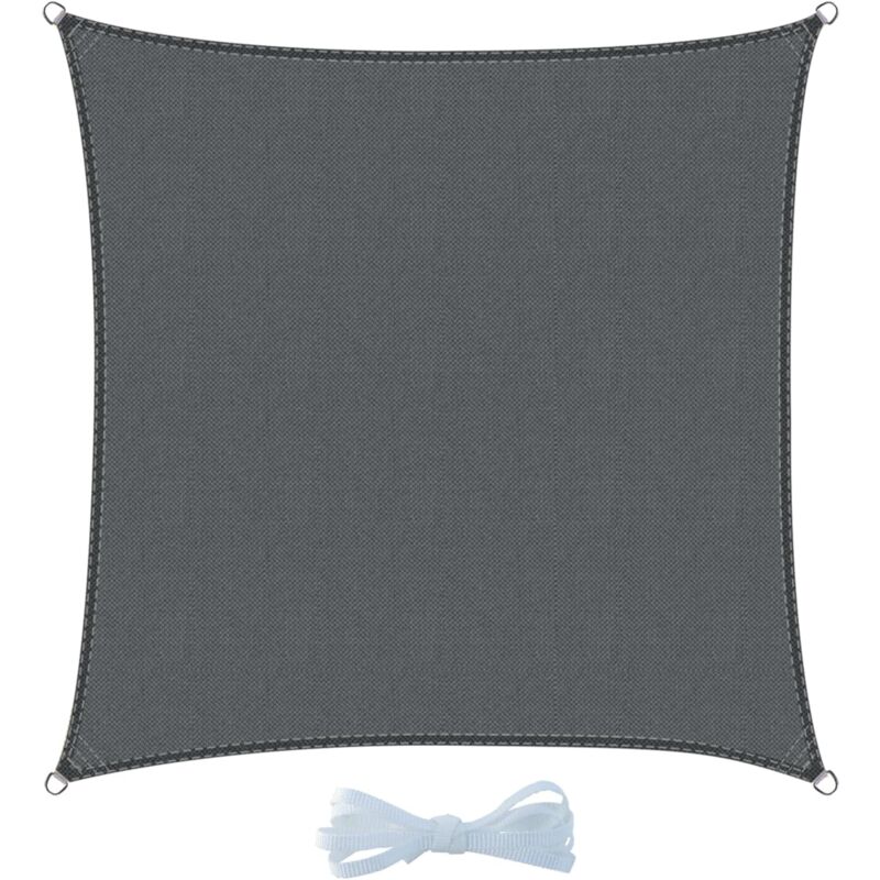 Voile d'ombrage Carré 2.5x2.5m Imperméable Toile Ombrage 95% UV Protection pour Patio Balcon Jardin Terrasse Extérieur-Antracite