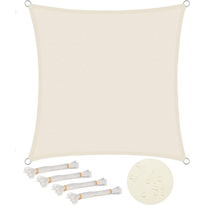 Voile d'ombrage carré 3x3 m Imperméable Anti 93% UV résistant à l'eau Protection Contre Le Vent Polyester avec Protection UV pour Jardin terrasse