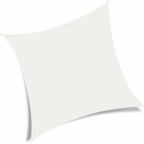 Voile d'ombrage carré de 2 x 2 m, tissu d'ombrage en PEHD respirant, filet d'ombrage de 2 m pour cour, jardin, terrasse, camping en plein air, blanc 2 x 2 m