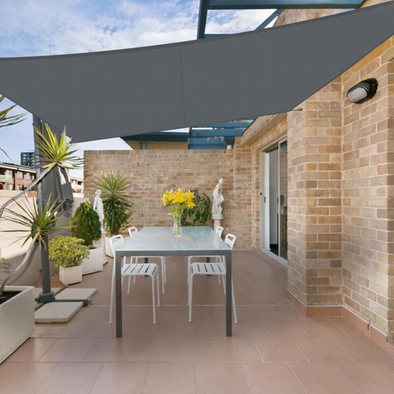 Voile d'Ombrage Carré Imperméable Gris Toile Ombrage uv Protection pour Patio Jardin Terrasse Balcon - 3x3M