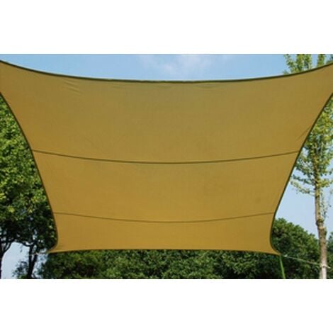 Voile carrée beige 500x500 cm avec anneaux d&#39;ancrage inclus