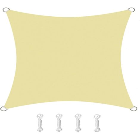 Voile d'ombrage carrée, imperméable, coupe-vent, résistante aux UV, convient pour cour, jardin, terrasse 2x2m beige