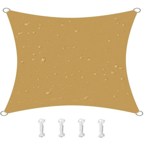 Voile d'ombrage carrée, imperméable, coupe-vent, résistante aux UV, convient pour cour, jardin, terrasse 3x3m jaune sable