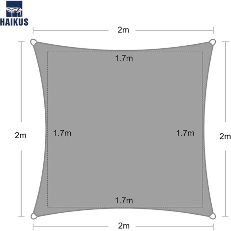 Voile d'ombrage carrée respirante en PEHD de 2 x 2 m avec protection UV à 98 % pour patio, jardin, terrasse et camping en plein air