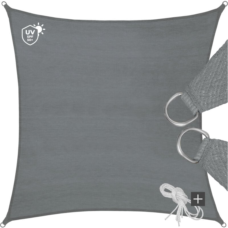 Tectake - Voile d'ombrage carrée, variante 2 - toile solaire, toile d´ombrage, voile solaire - 360 x 360 cm