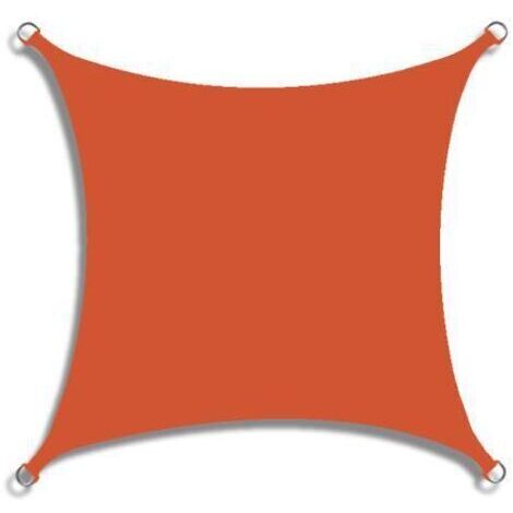 Voile d'ombrage carrée, voile d'ombrage imperméable, protection UV à 95%, respirante et coupe-vent, adaptée à la toile de jardin extérieure de balcon de terrasse de gazebo, orange, 2x2 mètres