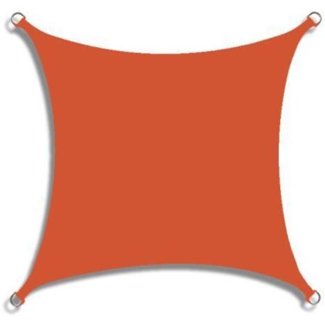 Voile d'ombrage carrée, voile d'ombrage imperméable, protection UV à 95%, respirante et coupe-vent, adaptée à la toile de jardin extérieure de balcon de terrasse de gazebo, orange, 2x2 mètres