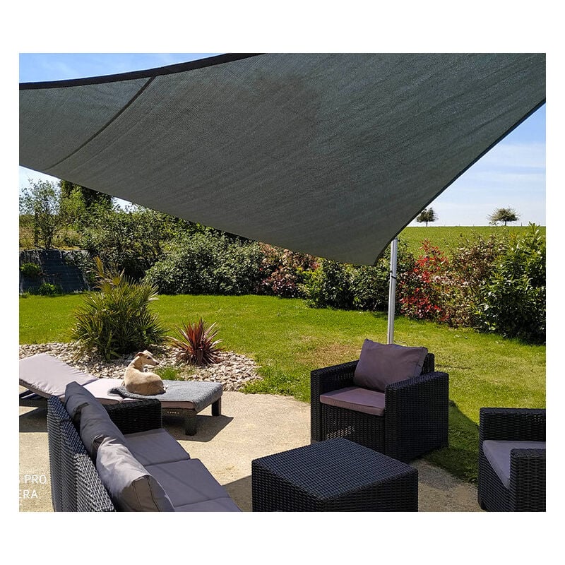 Direct Filet - Voile d'ombrage triangulaire 3x3x4.2m perméable à suspendre Couleur: Anthracite