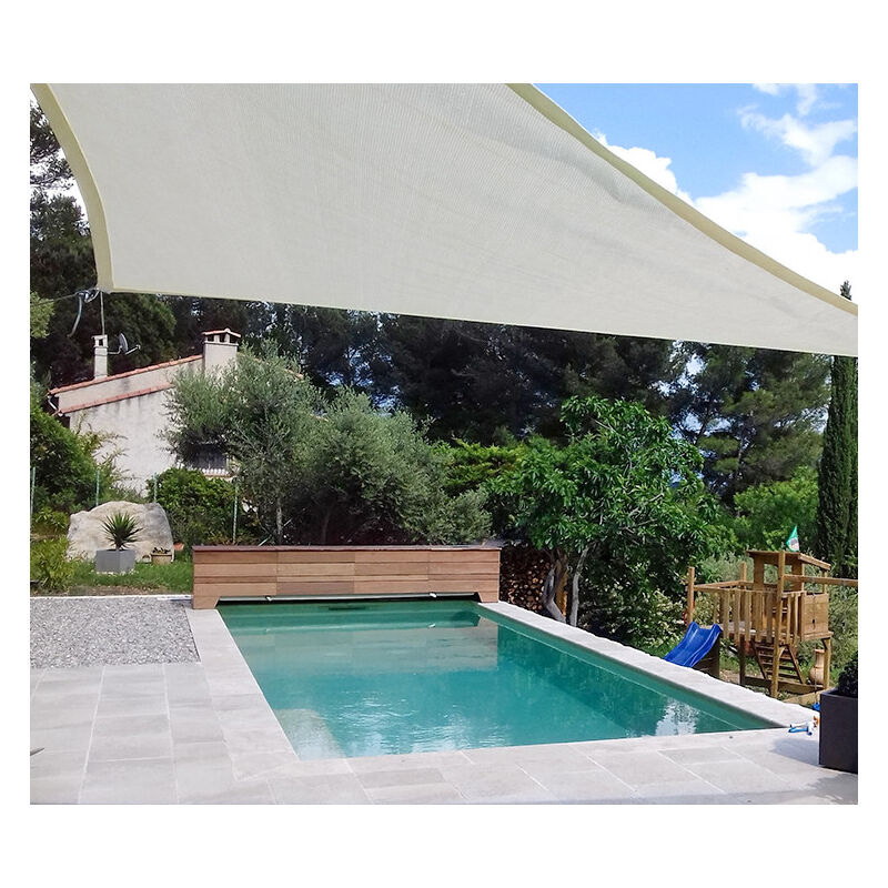 Voile d'ombrage perméable de 6x4m à tendre | Ivoire