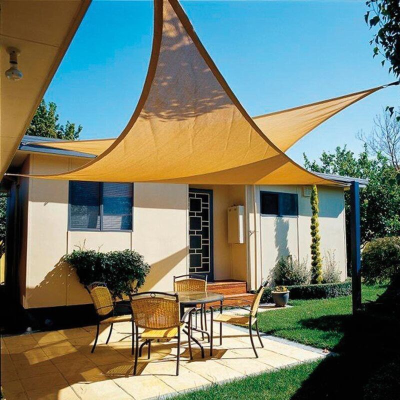 Papillon - Auvent triangulaire pour voile d'ombrage de jardin 3,6x3,6x3,6 mètres Beige