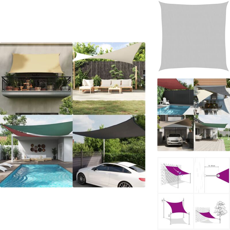 Voile d'ombrage gris clair 3,6x3,6 m 100% polyester oxford - Voile D'ombrage - Parasol - Ombrage - Protection Solaire - Jardin