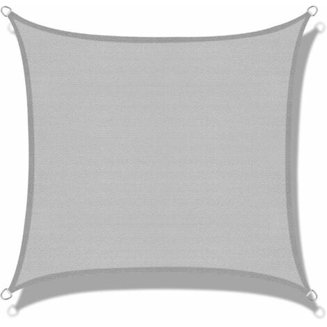 Voile d'ombrage (HDPE) Rectangulaire 2 x 2m Gris Protection des Rayons UV pour Terrasse Camping Extérieur Jardin