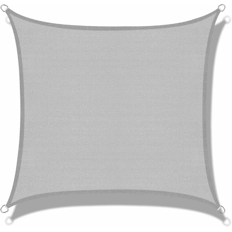 Voile d'ombrage (HDPE) Rectangulaire 3 x 4m Gris Protection des Rayons UV pour Terrasse Camping Extérieur Jardin