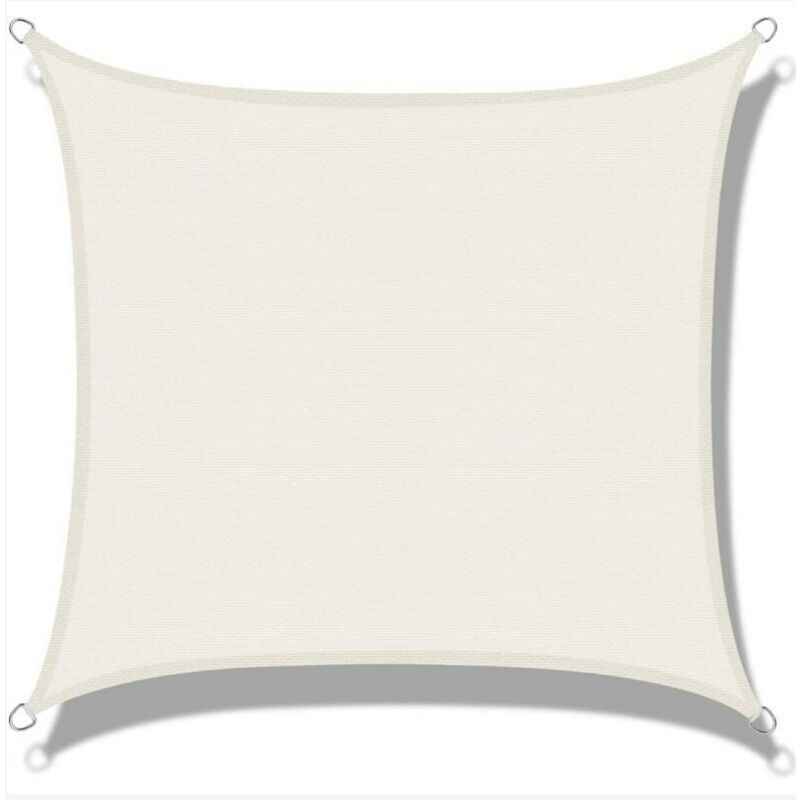 Voile d'ombrage (HDPE) Rectangulaire 4 x 6m Crème Protection des Rayons UV pour Terrasse Camping Extérieur Jardin