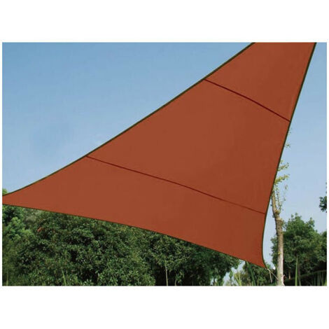 Voile d'ombrage, hydrofuge, 3,6 x 3,6 x 3,6 m, 160 g/m², polyester, triangulaire, brun rougeâtre