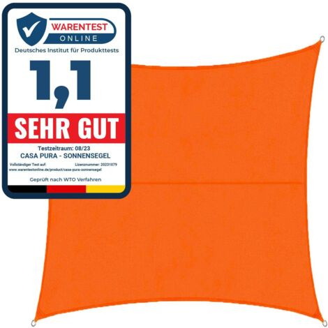 Voile d'ombrage, Hydrofuge, Orange 3 x 3 m, Rectangulaire