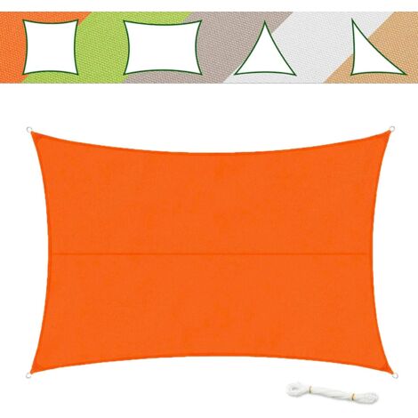 Voile d'ombrage Hydrofuge, Orange, 5 x 7 m