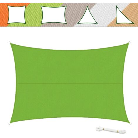 Voile d'ombrage Hydrofuge, Vert clair, 5 x 7 m