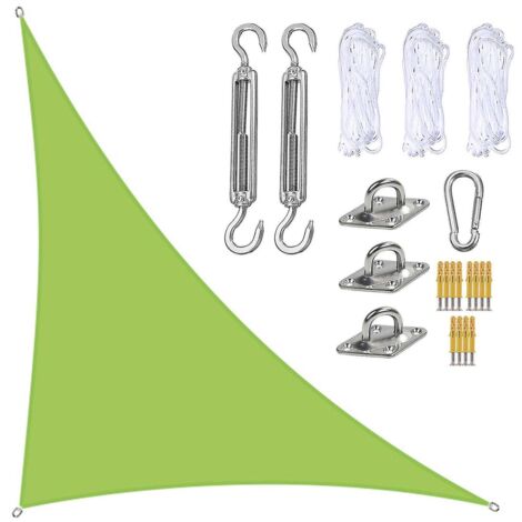 Voile d'ombrage imperméable 3 x 4 x 5 m, auvent triangulaire pare-soleil pour terrasse et piscine, avec kit de fixation Ns2Green