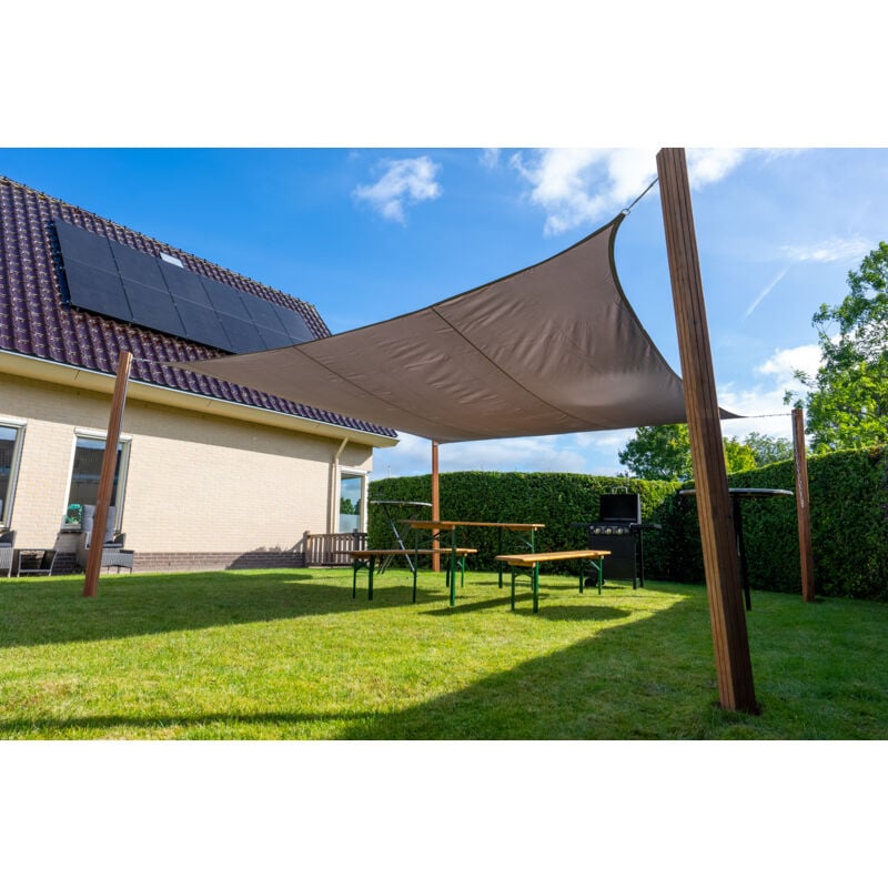 Wovar - Voile d'ombrage imperméable carré 4x4m- 160gr/m2 - Gris - Par