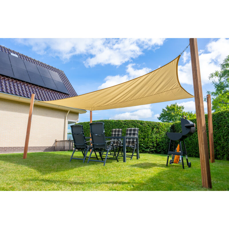 Wovar - Voile d'ombrage imperméable rectangle 3 x 5 m - 160gr/m2 - Beige