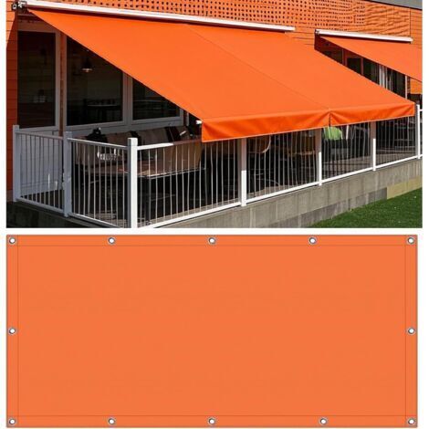 Voile d'ombrage Imperméable Rectangulaire 1mx1m, Toile Ombrage UV Protection en PES Durable pour Terrasse, Jardin, Balcon, Patio - Orange avec Oeillets et Cordons