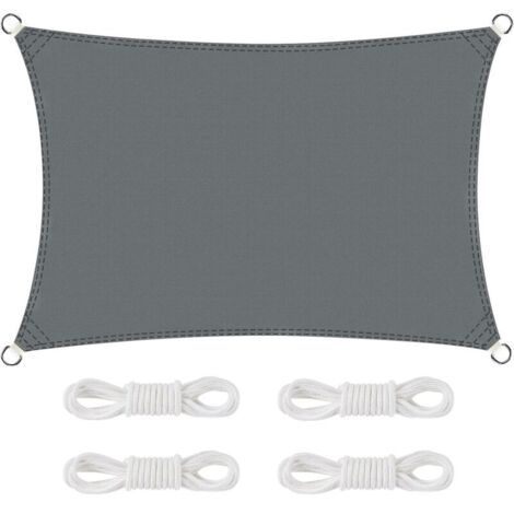 Voile d'ombrage imperméable rectangulaire 2 x 3 m – Tissu Oxford résistant aux déchirures – Protection UV 95% pour extérieur terrasse jardin balcon – Gris