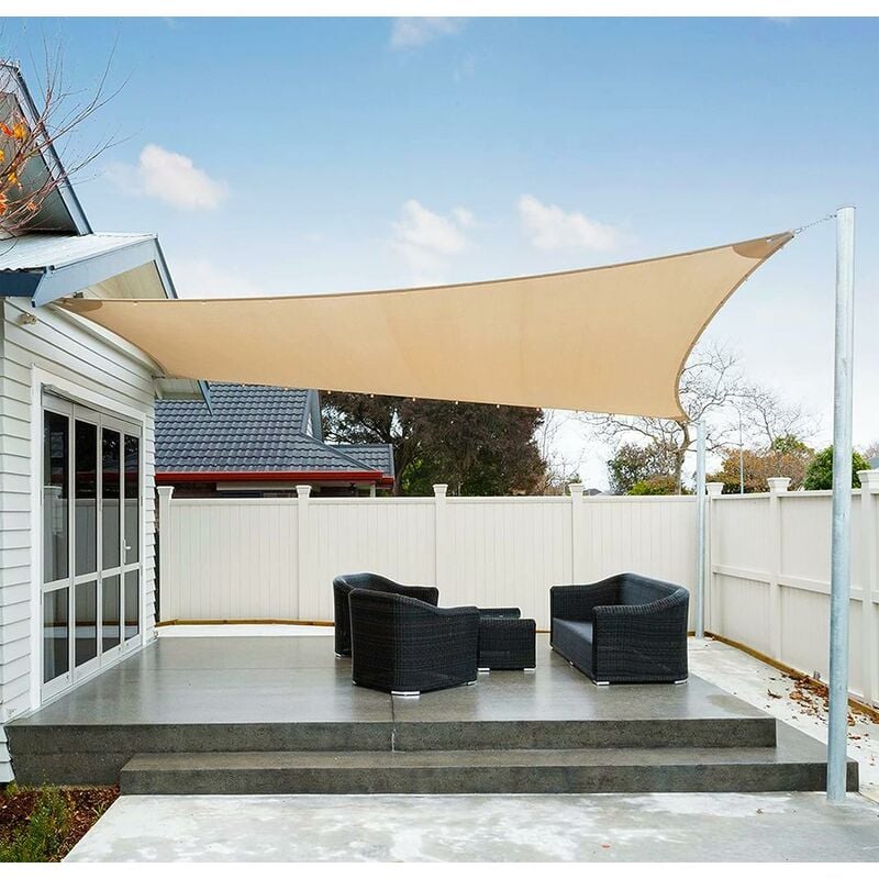 Voile d'ombrage Imperméable Rectangulaire 2x3m Toile Ombrage uv Protection pour Terrasse Jardin Extérieur-Sable