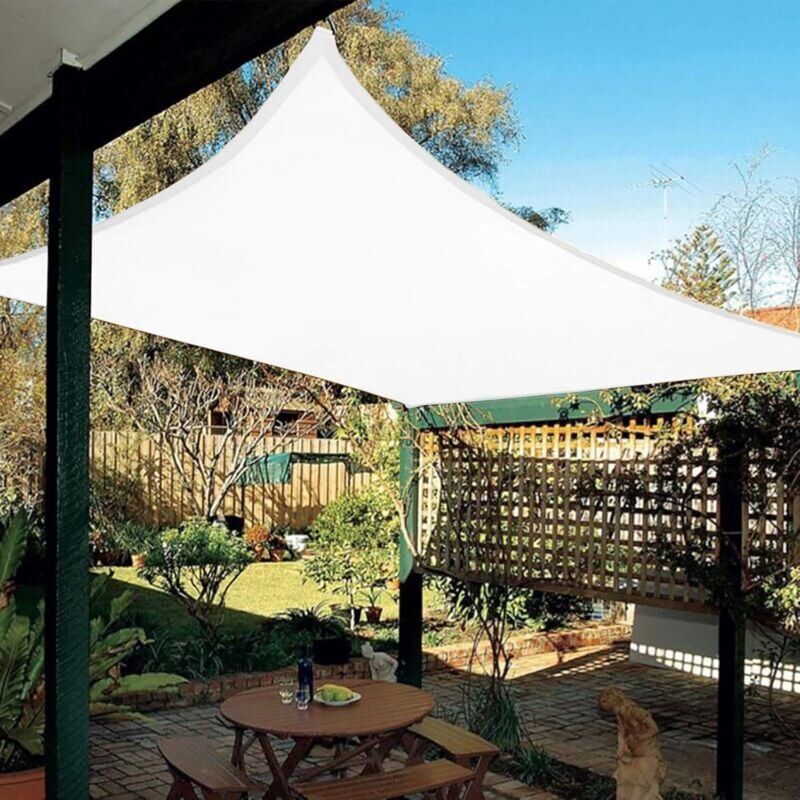 SNQ - Voile d'ombrage Imperméable Rectangulaire 3x4m, Toile Ombrage résistant à l'eau Protection Rayons uv pour Jardin Terrasse, blanc argenté
