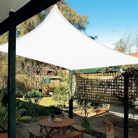 Voile d'ombrage Imperméable Rectangulaire 3x4m, Toile Ombrage résistant à l'eau Protection Rayons UV pour Jardin Terrasse, blanc argenté