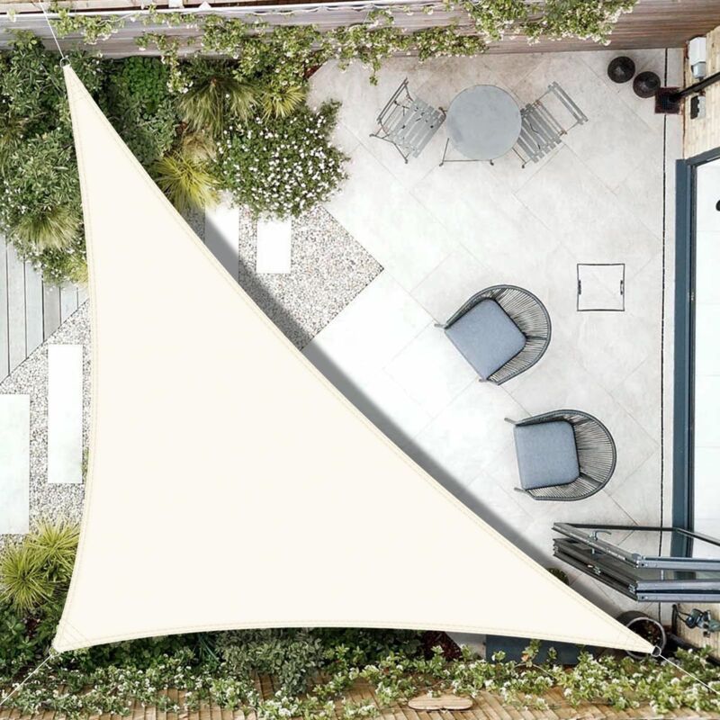 Beijiyi - Voile d'ombrage Imperméable Triangulaire 3x3x4,25m Toile Ombrage uv Protection pour Terrasse Jardin Extérieur-Crème