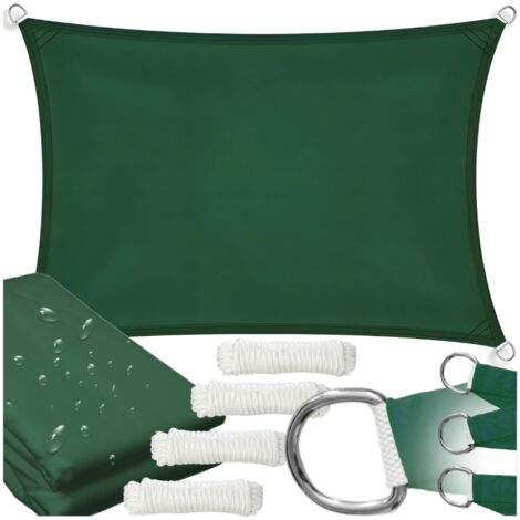 Voile d'ombrage imperméable vert jardin 6x3 m