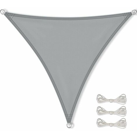 Voile d'ombrage jardin balcon polyester hydrophobe PES triangle 3 x 3 x 3 m gris
