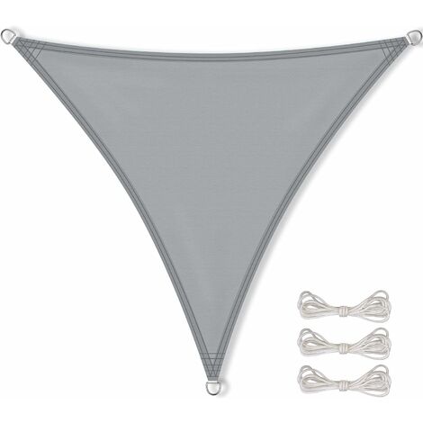 Voile d'ombrage jardin balcon polyester hydrophobe PES triangle 3 x 3 x 3 m gris-BDD