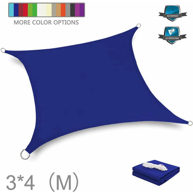 Voile d'ombrage Jardin Piscine UV Anti-UV Quad 3x4(m) Bleu