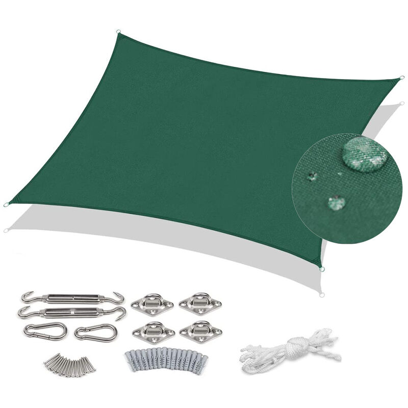 Sekey - Voile d'ombrage pes 2×3m avec kit de montage, Vert