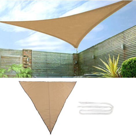 Voile d'ombrage pour jardin et piscine 3-points Oxford UV résistant portable facile à nettoyer