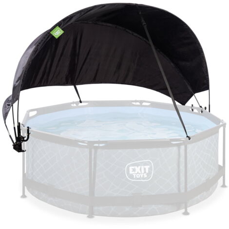 Voile d'ombrage pour piscine tubulaire ronde Ø 2,40 à 2,55 m – Système d'éventail pratique – Protection contre les feuilles et pollens – Polyester noir – Errebi Group