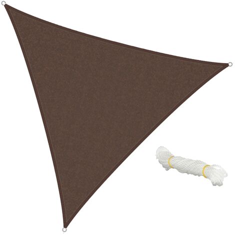 Voile d'ombrage protection anti UV solaire toile parasol triangle 5x5x5m marron